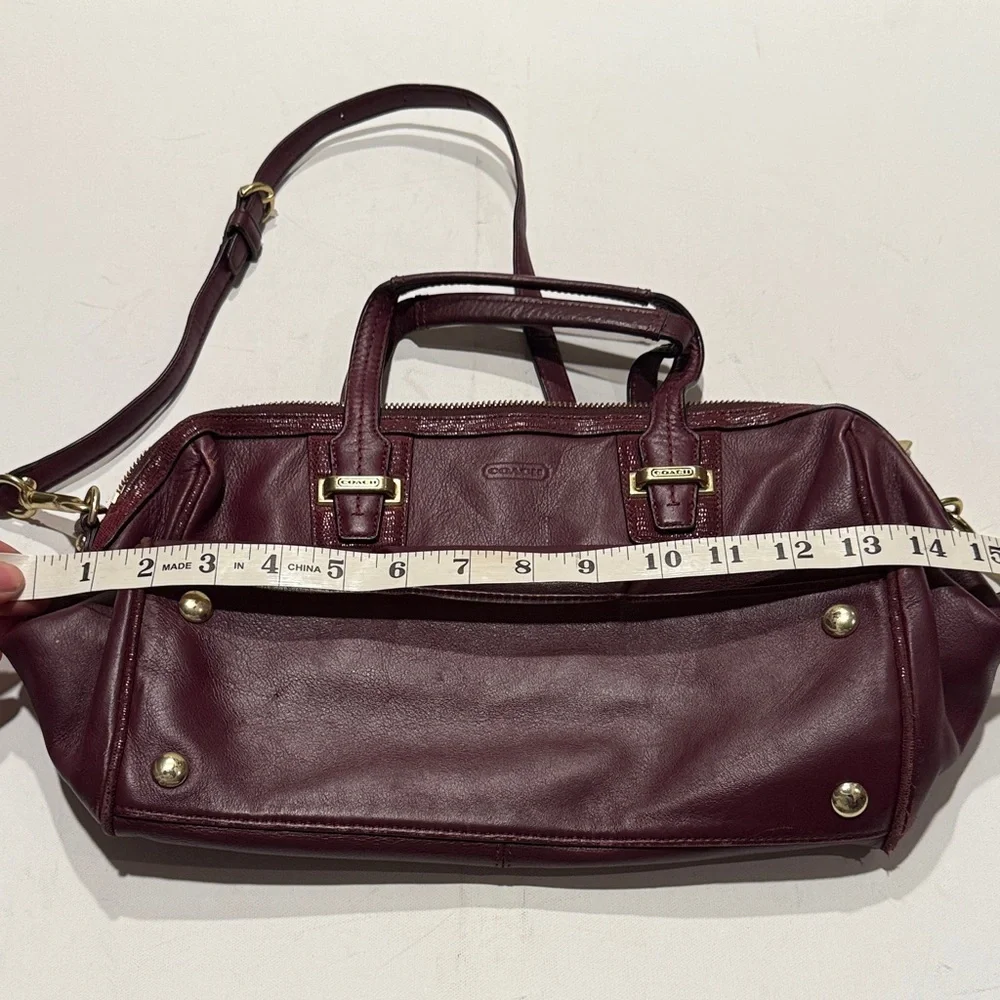 Coach Maroon Leather Satchel with Gold Accents